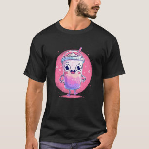 Süße Kawaii-Boba-Tee-Glückliche-Blasen-Getränkefre T-Shirt