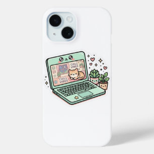 Süße Kawaii Chill Vibes Laptop Katze Topfpflanze A Case-Mate iPhone Hülle