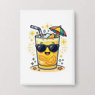 Süße Kawaii Coole Sommer-Tropengetränk SungSticker Button