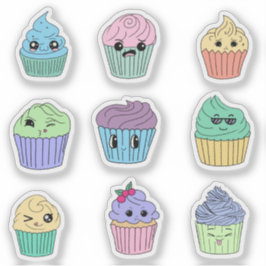 Süße Kawaii-Cupcake-Aufkleber Aufkleber