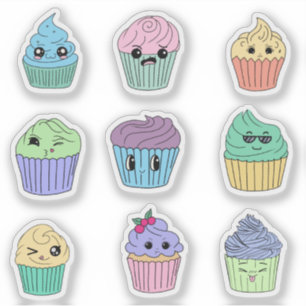 Süße Kawaii-Cupcake-Aufkleber Aufkleber