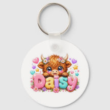 Süße Kawaii Daisy Highland Kuh Name Pastell Rosa F