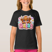 Süße Kawaii Daisy Highland Kuh Name Pastell Rosa F