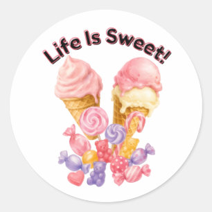 Süße Kawaii-Dessert- und positive Zitatgestaltung Runder Aufkleber
