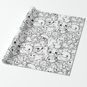 Süße Kawaii-Doodle-Charaktere (1) Geschenkpapier