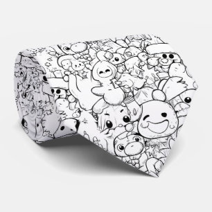 Süße Kawaii-Doodle-Charaktere (1) Krawatte