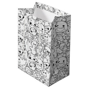Süße Kawaii-Doodle-Charaktere (1) Mittlere Geschenktüte