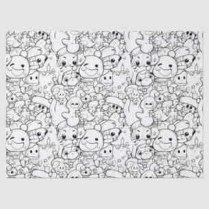 Süße Kawaii-Doodle-Charaktere (1) Seidenpapier