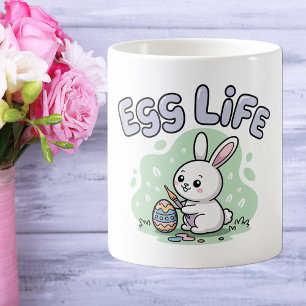 Süße Kawaii-Ei-Leben-Osterhasen-Illustration Kaffeetasse