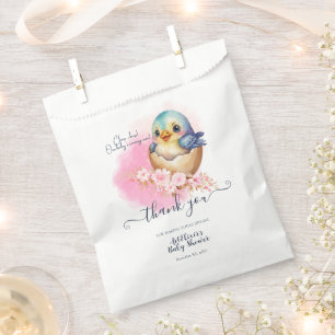 Süße Kawaii-Ei-Vogel Elegante Florale Babyparty Geschenktütchen