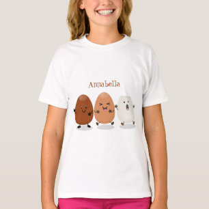 Süße Kawaii-Eier lustige Cartoon-Illustration T-Shirt