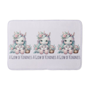 Süße Kawaii-Einhorne Puppe mit Blumenkorb Badematte