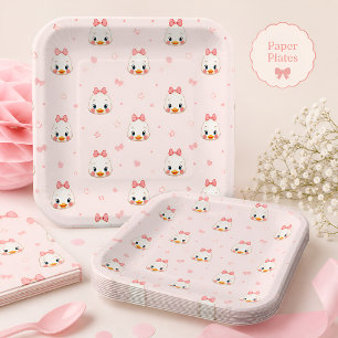 Süße Kawaii-Enten-Mädchen-Geburtstagsfeier Pappteller
