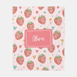 Süße Kawaii Erdbeeren Fleecedecke