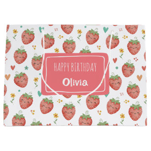 Süße Kawaii Erdbeeren Große Geschenktüte