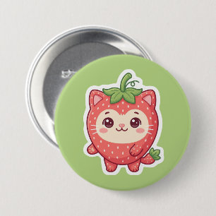 Süße Kawaii Erdbeeren-Katzen-Anstecknadel Button