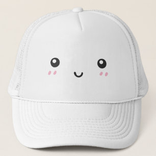 Süße Kawaii Errötende Glückliche Gesicht Minimalis Truckerkappe