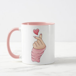 Süße Kawaii-Finger-Herz-Bestie-Zweifarben-Tasse Tasse
