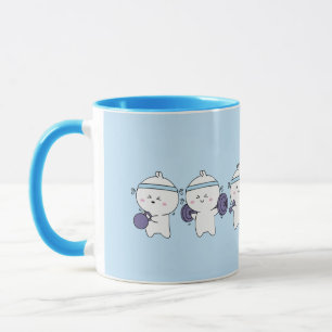 Süße Kawaii-Fitnessstudio-Figuren Kaffeetasse