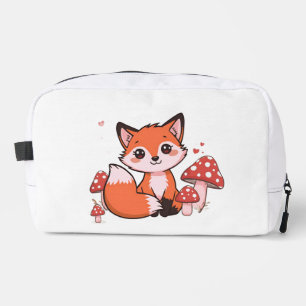 Süße Kawaii-Fuchs mit Pilzen Cartoon-Kunst Waschbeutel