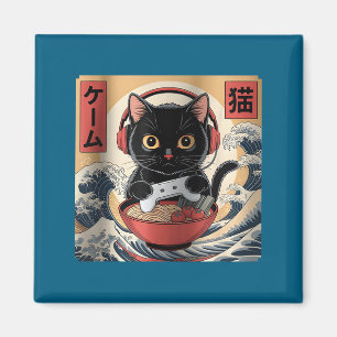 Süße Kawaii-Gamer-Katze Lustige Ramen-Retro-Japani Magnet
