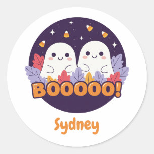 Süße Kawaii-Geister Boo Halloween Herbstlaub Runder Aufkleber