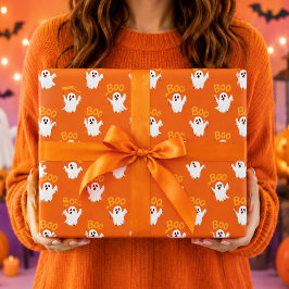 Süße Kawaii-Geister Halloween-Muster Geschenkpapier