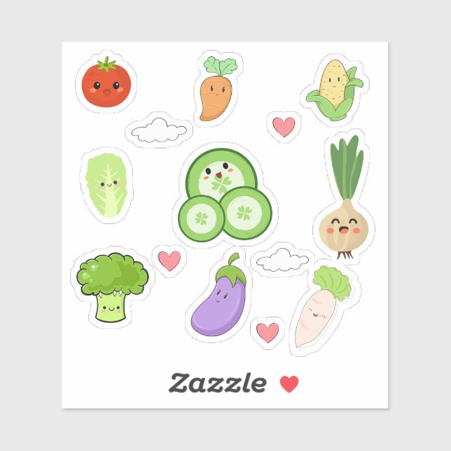 Süße Kawaii-Gemüsesticker Aufkleber (Blatt)