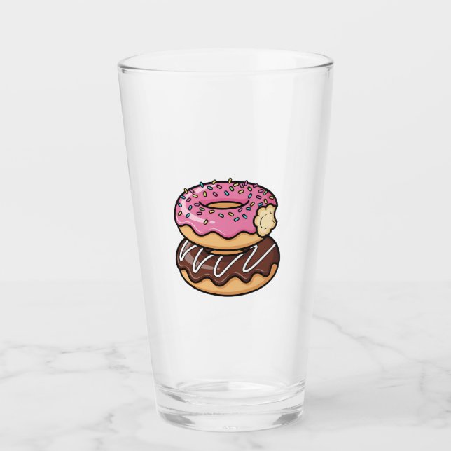 Süße Kawaii-gestapelte Donut-Illustration Glas (Vorderseite)