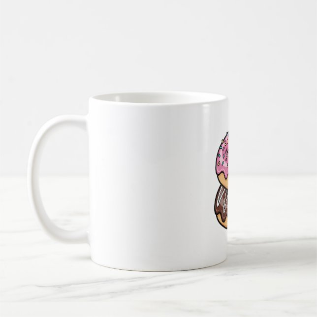 Süße Kawaii-gestapelte Donut-Illustration Kaffeetasse (Links)