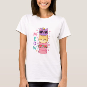 Süße Kawaii gestapelte Katzen Sonnenbrille Meow T-Shirt