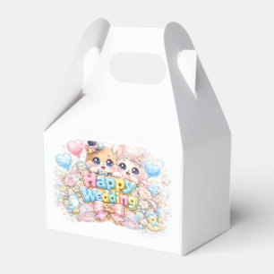 Süße Kawaii Glückliche Hochzeitspaar-Tiere Pastell Geschenkschachtel