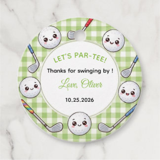 Süße Kawaii-Golf-Geburtstags-Gingham in Grün Geschenkanhänger