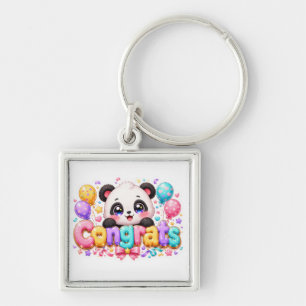 Süße Kawaii Gratulations-Panda-Name Pastellrosa Ab Schlüsselanhänger