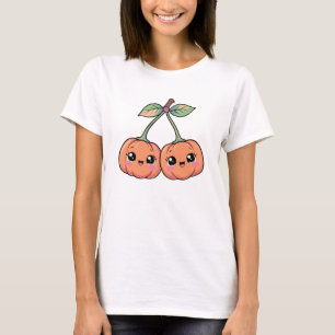 Süße Kawaii-Halloween-Kürbis-Kirschen-Grafik-T-Shi T-Shirt