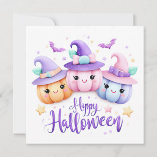 Süße Kawaii Halloween-Kürbisse Karte