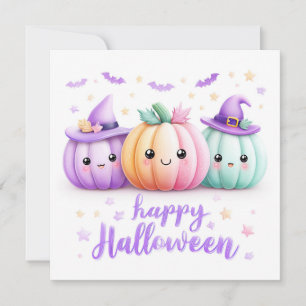 Süße Kawaii Halloween-Kürbisse Karte