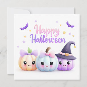 Süße Kawaii Halloween-Kürbisse Karte