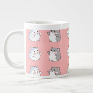 Süße Kawaii-Hamster-Muster-Kaffeetasse - Rosa Ästh Jumbo-Tasse