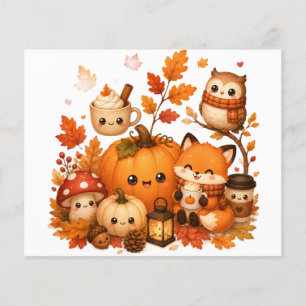 Süße Kawaii Herbst-Kürbis-Fuchs-Eule Herbsttiere  Flyer