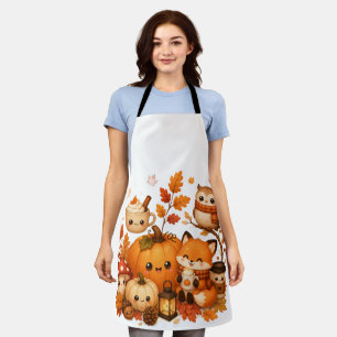 Süße Kawaii Herbst-Kürbis-Fuchs-Eule Herbsttiere Schürze