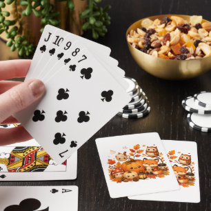 Süße Kawaii Herbst-Kürbis-Fuchs-Eule Herbsttiere Spielkarten