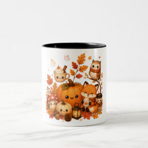 Süße Kawaii Herbst-Kürbis-Fuchs-Eule Herbsttiere Zweifarbige Tasse