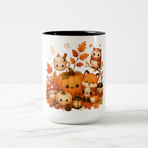 Süße Kawaii Herbst-Kürbis-Fuchs-Eule Herbsttiere Zweifarbige Tasse