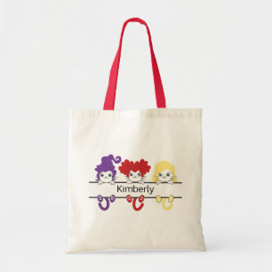 Süße Kawaii-Hexen-Schwestern-Katzen-Name-Monogramm Tragetasche