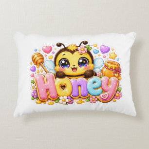 Süße Kawaii Honigbiene Name Pastellrosa Funkelnd B Dekokissen