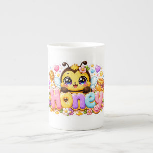Süße Kawaii Honigbiene Name Pastellrosa Funkelnd B Prozellantasse