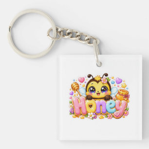 Süße Kawaii Honigbiene Name Pastellrosa Funkelnd B Schlüsselanhänger