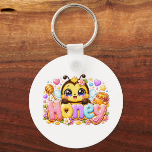 Süße Kawaii Honigbiene Name Pastellrosa Funkelnd B Schlüsselanhänger