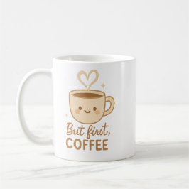 Süße Kawaii-Kaffeetasse | Aber zuerst Kaffee | Läc Kaffeetasse